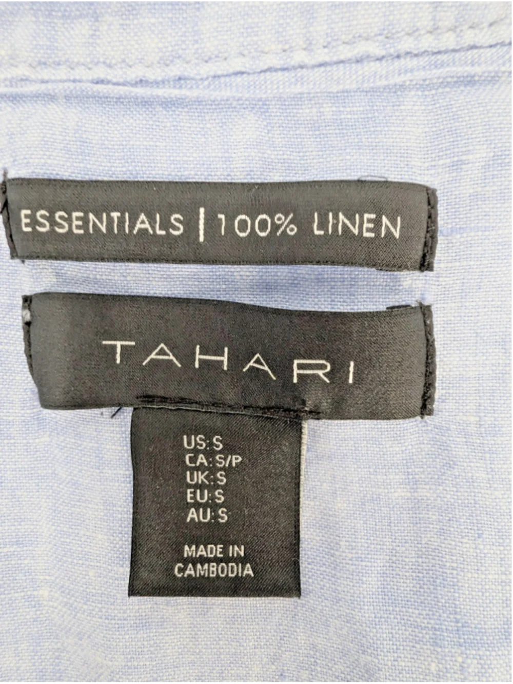 Tahari Linen Tunic Blouse Shirt Sz S Blue Classic Nautical Beachy Coastal - Picture 6 of 9